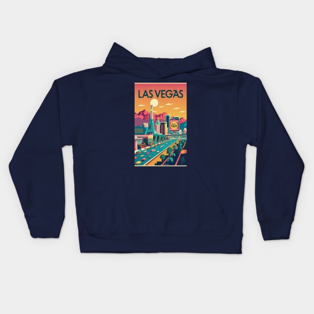 A Vintage Travel Poster of Las Vegas - Nevada - US Kids Hoodie by goodoldvintage